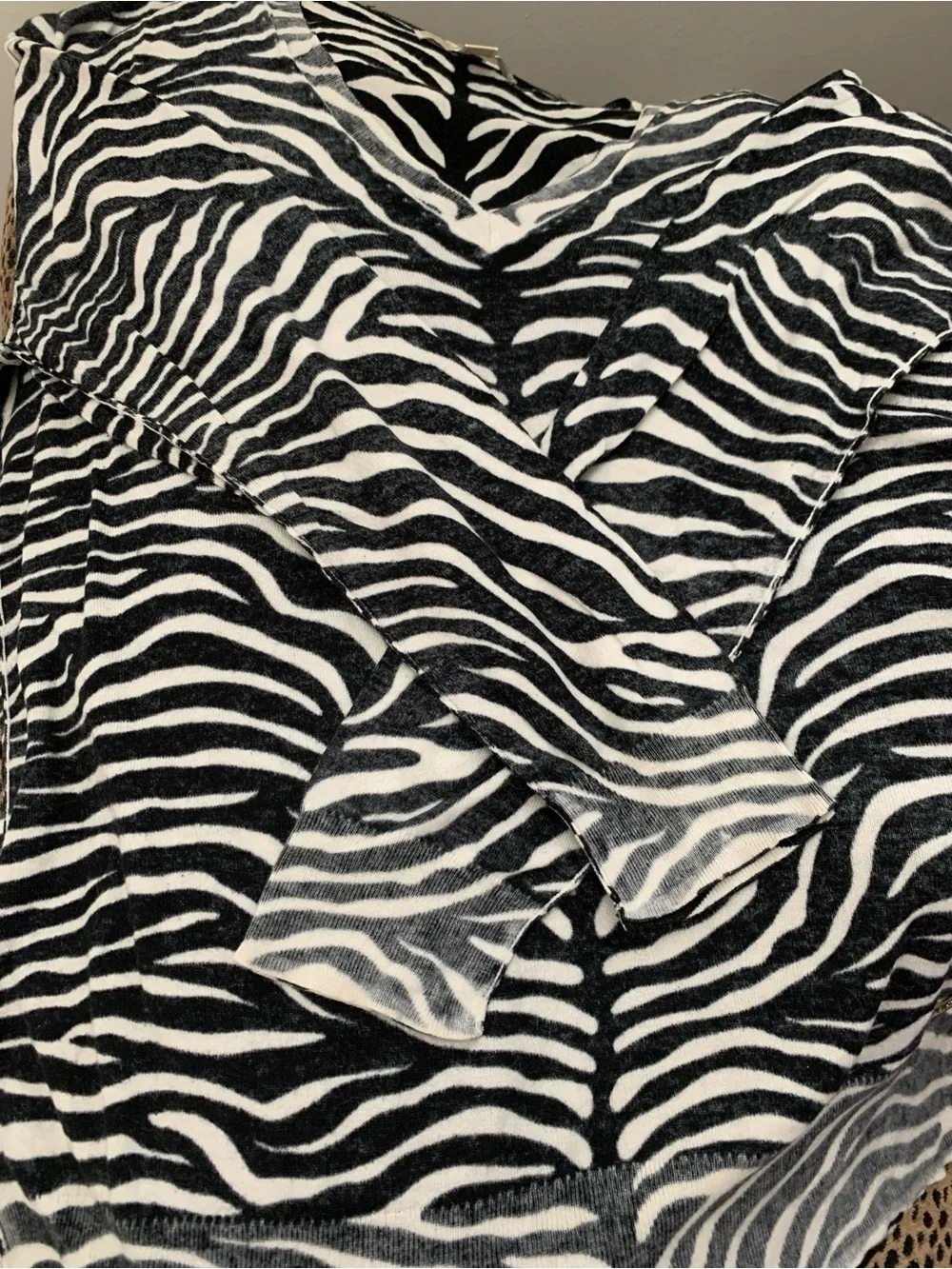 Michael Kors Black & White Zebra V-Neck Sweater